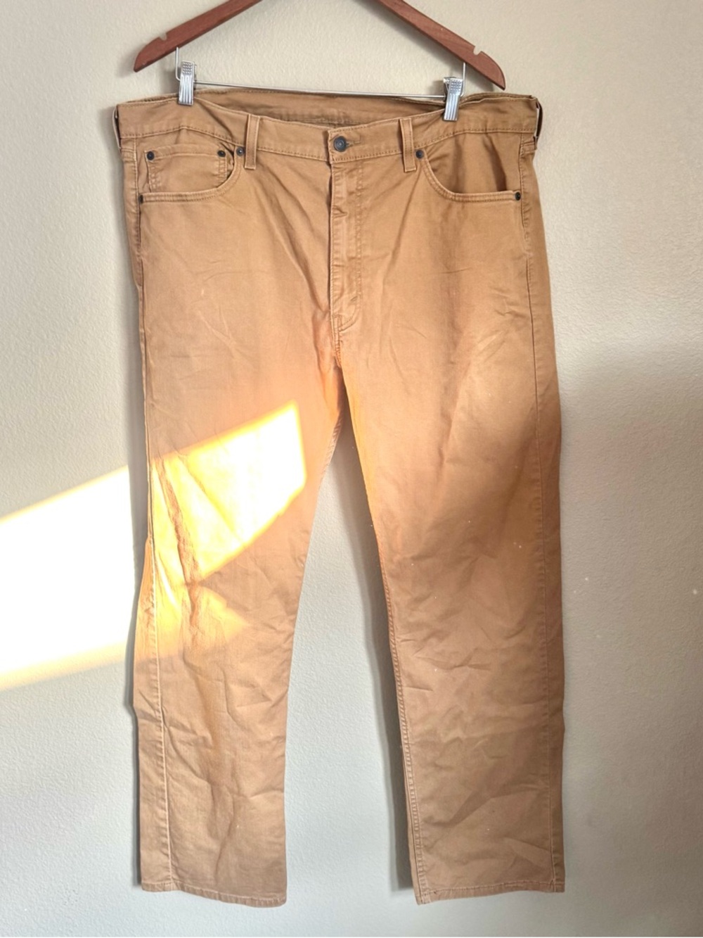 Levi’s MENS 505 Regular Fit Straight Jeans Carraway Tan Size 40x32 - Picture 2 of 8
